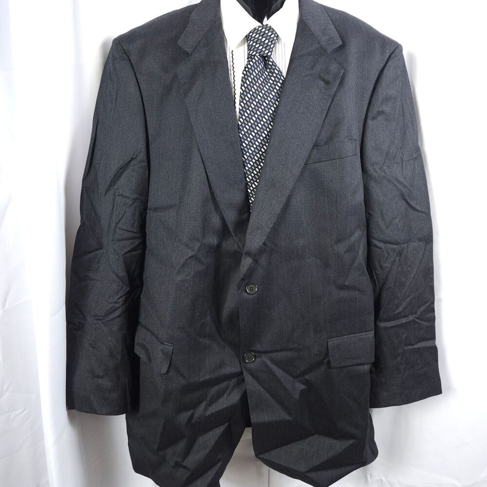 Hart‎ Schaffner Marx Men's Black Pinstripe Blazer Approx 48L